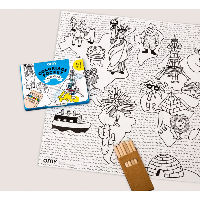 Coloriage pocket Atlas - Omy COLOK04