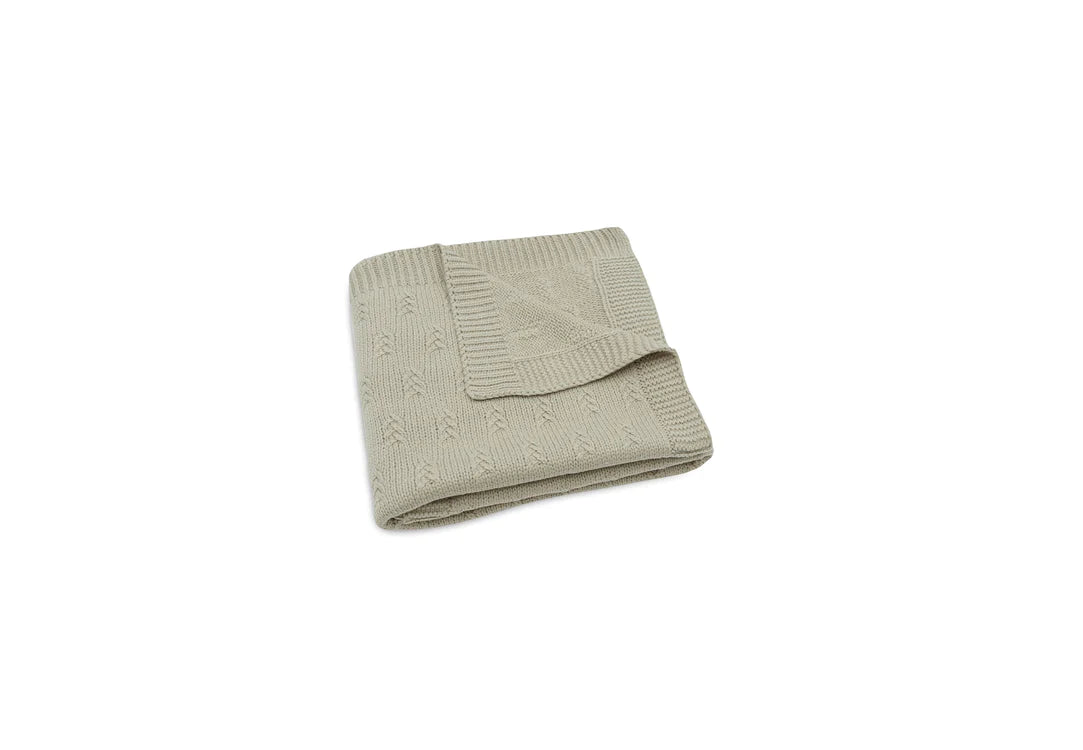 Couverture berceau grain knit 75X100 olive green- JOLLEIN 516-511-67049 8717329377608