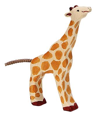 Figurine en bois Girafe petite mangeant - HOLZTIGER 80157 4013594801577