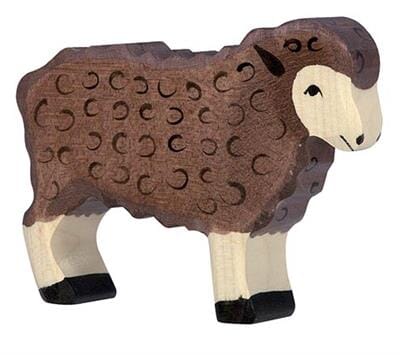 Figurine en bois Mouton debout noir - HOLZTIGER 80075 4013594800754