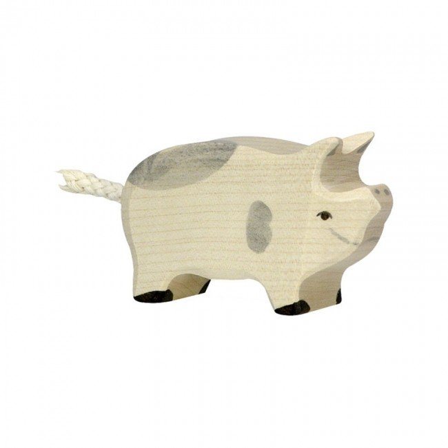 Figurine en bois porcelet gris - HOLZTIGER 80070 4013594800709