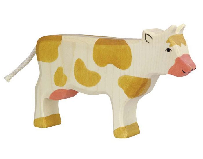 Figurine en bois Vache marron taches - HOLZTIGER 80010 4013594800105