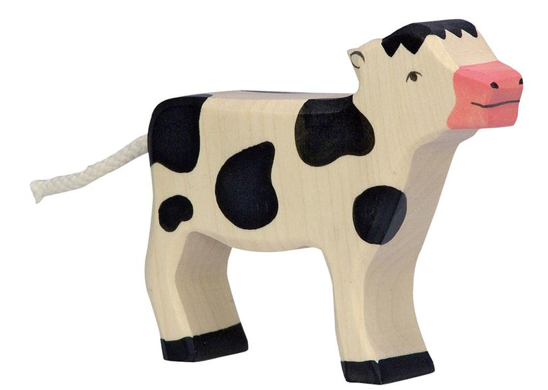 Figurine en bois veau debout noir - HOLZTIGER 80005 4013594800051