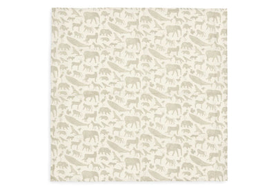 Lange gaze de coton 70x70cm Animals olive green pack de 3- JOLLEIN 535-851-67043 8717329376984