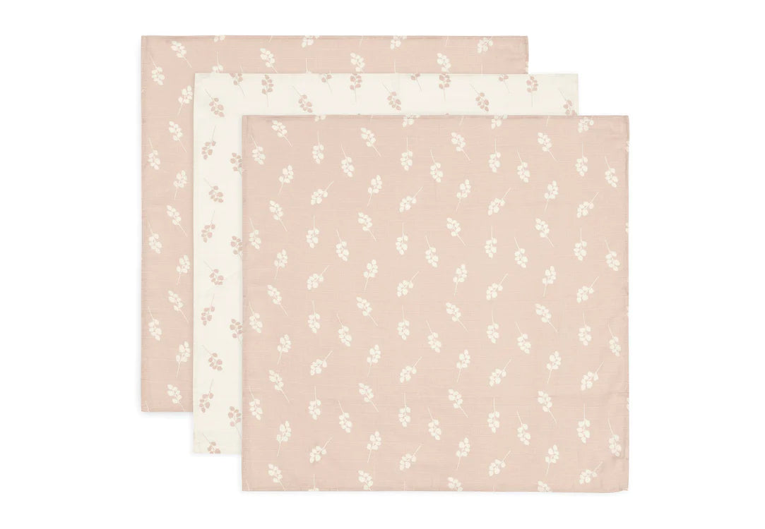 Lange gaze de coton 70x70cm twig wild rose pack de 3- JOLLEIN 535-851-67042 8717329376861