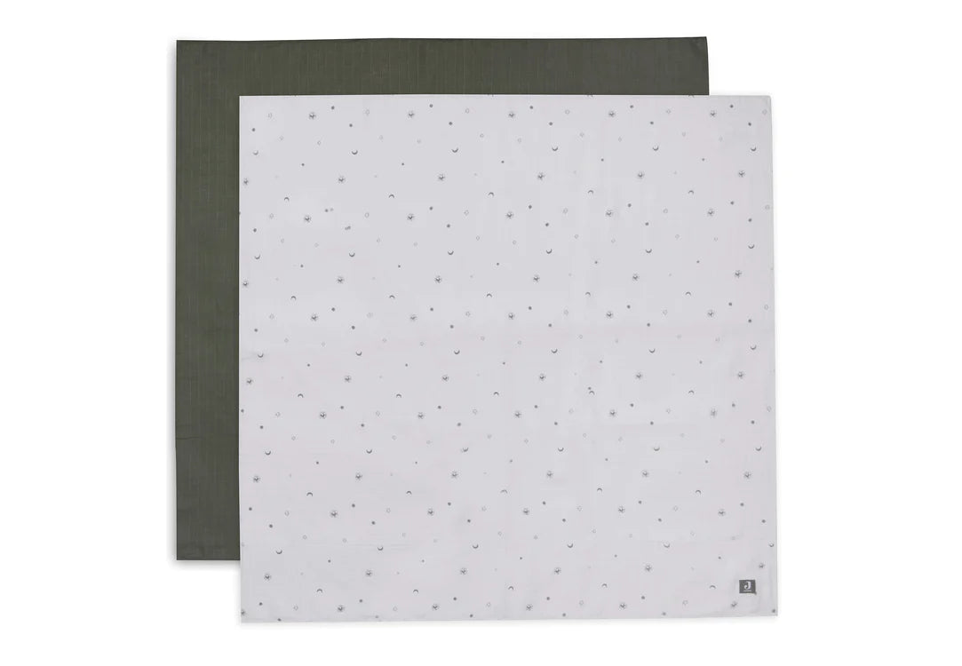 Lange gaze de coton large 115x115cm Stargaze Leaf Green (2p) - JOLLEIN 535-852-66091 8717329369160