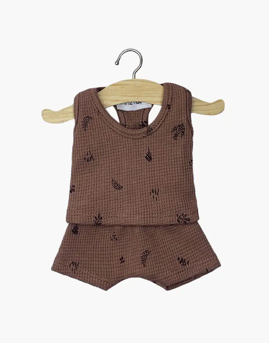 Les P’tits Basiques – Dessous garçon Marcel en maille Végétal/châtaigne - minikane cg.14.849 3701548415048