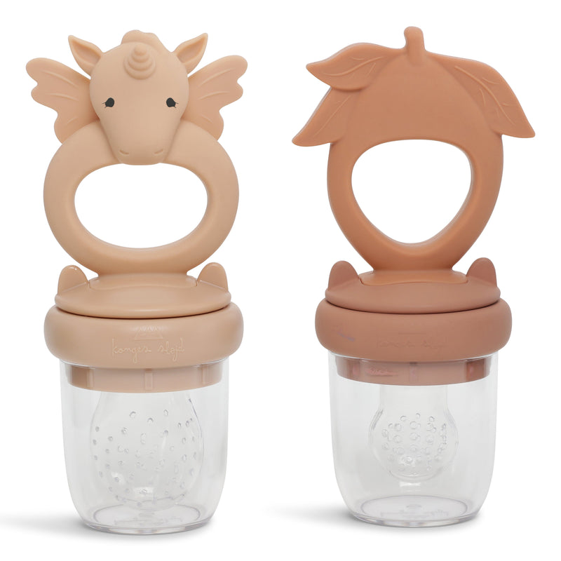 lot de 2 sucettes d’alimentation fruits UNICORN ROSE SAND/BROWN CLAY - Konges Sløjd KS4392 5715404048132