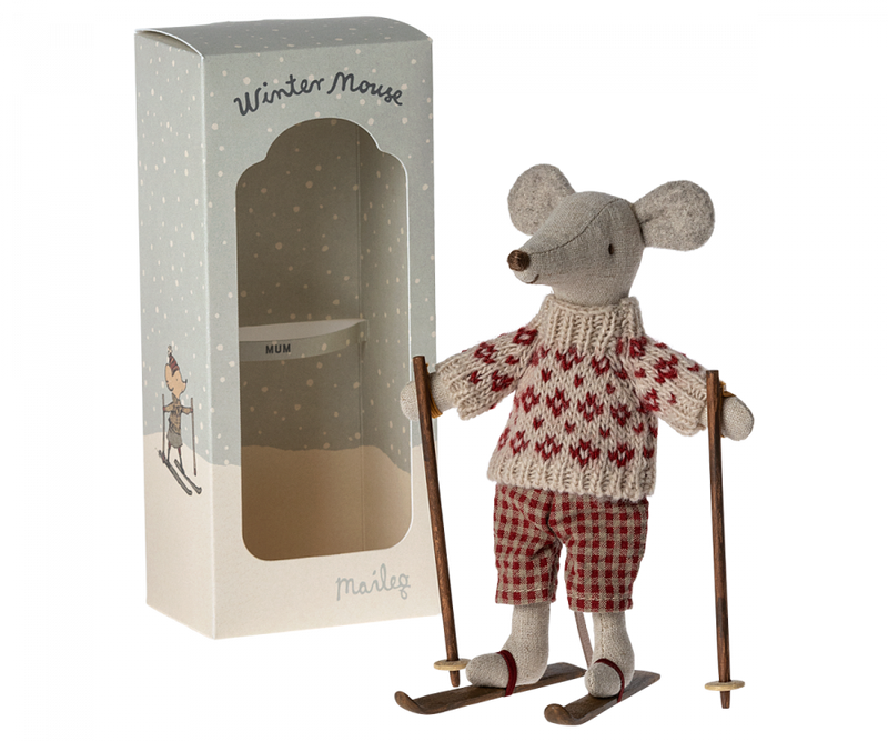 Maman souris avec skis- MAILEG 17-3306-00 5707304130291