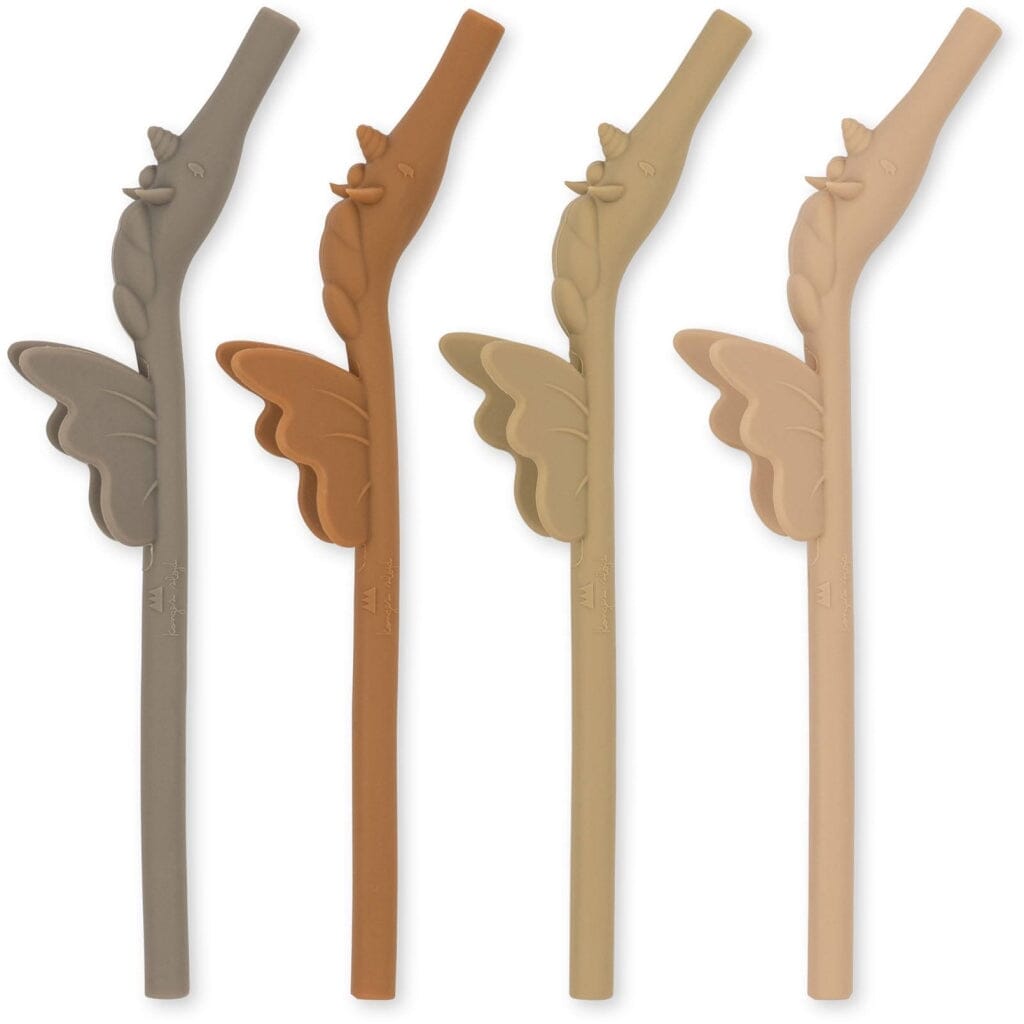 Pack de 4 pailles en silicone licorne terre - Konges Sløjd ks4527earth 5715404024693