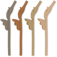 Pack de 4 pailles en silicone licorne terre - Konges Sløjd ks4527earth 5715404024693