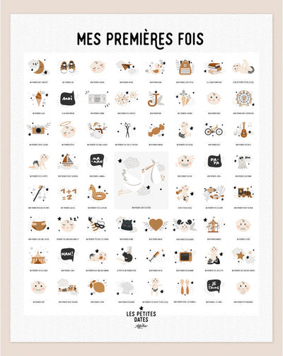 PACK DUO AFFICHE A TAMPONNER "EN T'ATTENDANT" + "MES PREMIÈRES FOIS" - LES PETITES DATES PACK-ETA-PF-ORI-CLAIR-MP 3770025645186