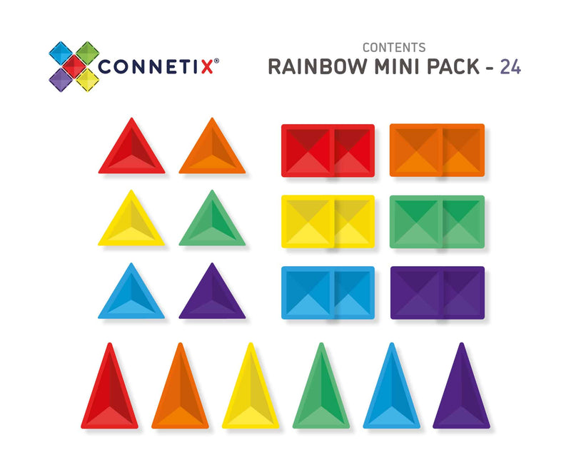 Pack mini 24 pièces rainbow tuiles magnetiques - CONNETIX CON-EU-24 850036293231