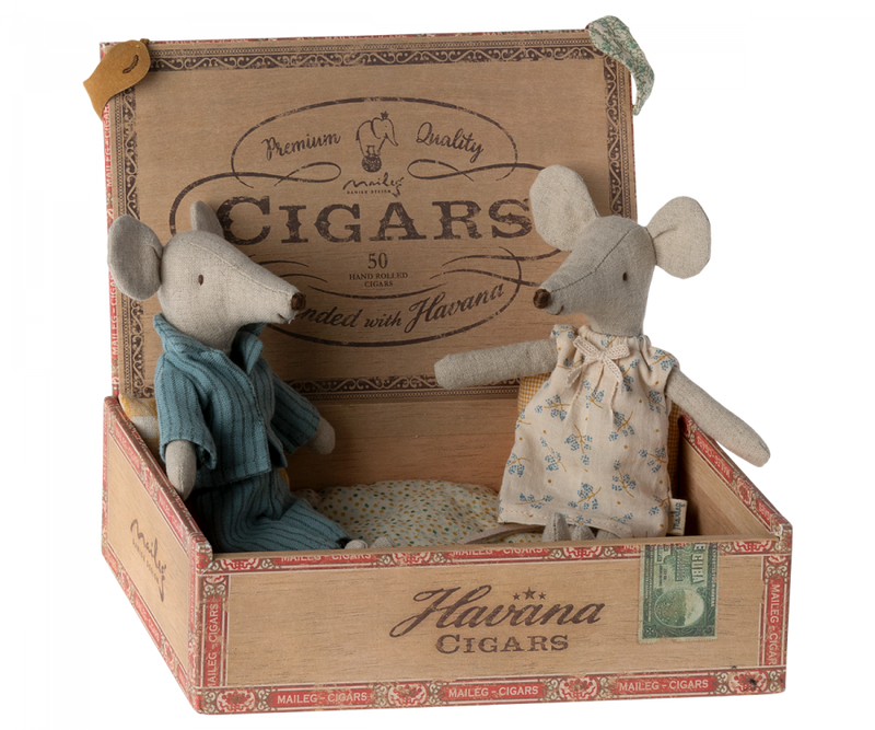 Papa et maman souris dans une boite de cigare - MAILEG 17-3302-00 5707304129691