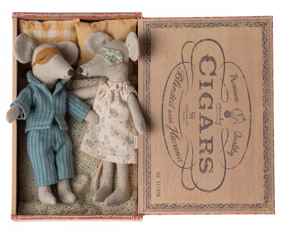 Papa et maman souris dans une boite de cigare - MAILEG 17-3302-00 5707304129691
