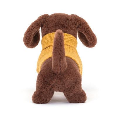 Peluche Otto Sausage dog avec pull jaune - JELLYCAT s3sdy 670983136654