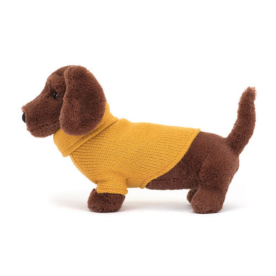Peluche Otto Sausage dog avec pull jaune - JELLYCAT s3sdy 670983136654