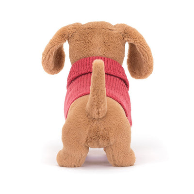 Peluche Otto Sausage dog avec pull rose - JELLYCAT s3sdp 670983136661