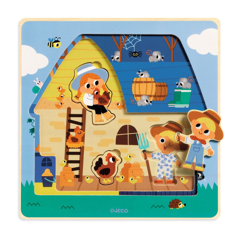 Puzzle 3 niveau chez moo- DJECO DJ01482 3070900014824