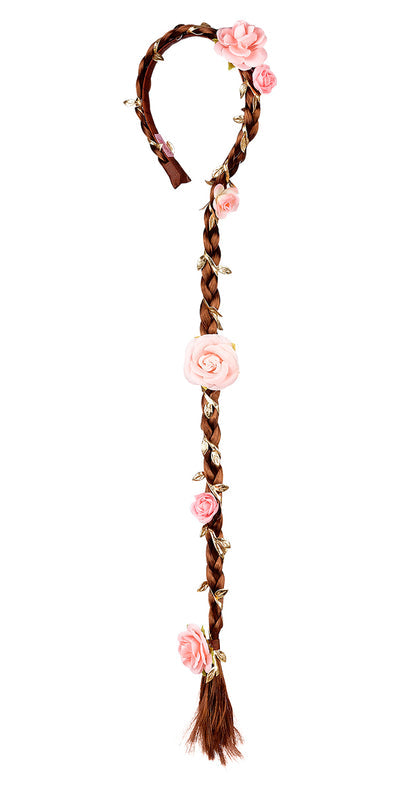 Serre tête avec tresse brune avec fleurs - SOUZA 105326 872014332022