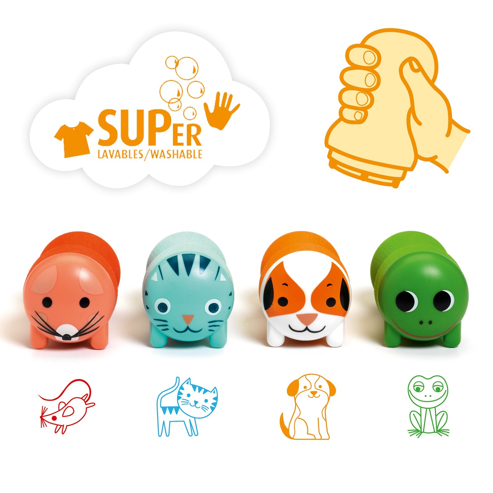 Tampons des petites mains Animaux de jardin - DJECO dj09009 3070900090095